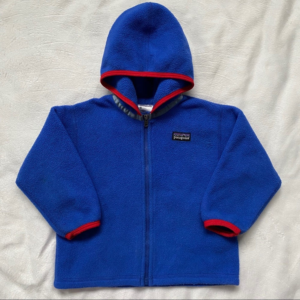 Patagonia Blue Hooded Fleece Jacket Cardigan